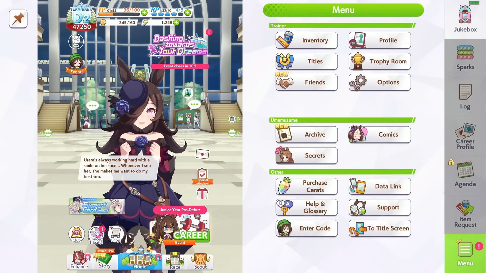 Rice Shower in Umamusume: Pretty Derby (Image via Cygames/YouTube @Miss Nekopon )